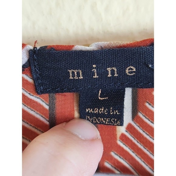 Mine ‎ women's Rust Orange White Sheer Geometric Top TANK Top Sleeveless size L - Picture 2 of 8